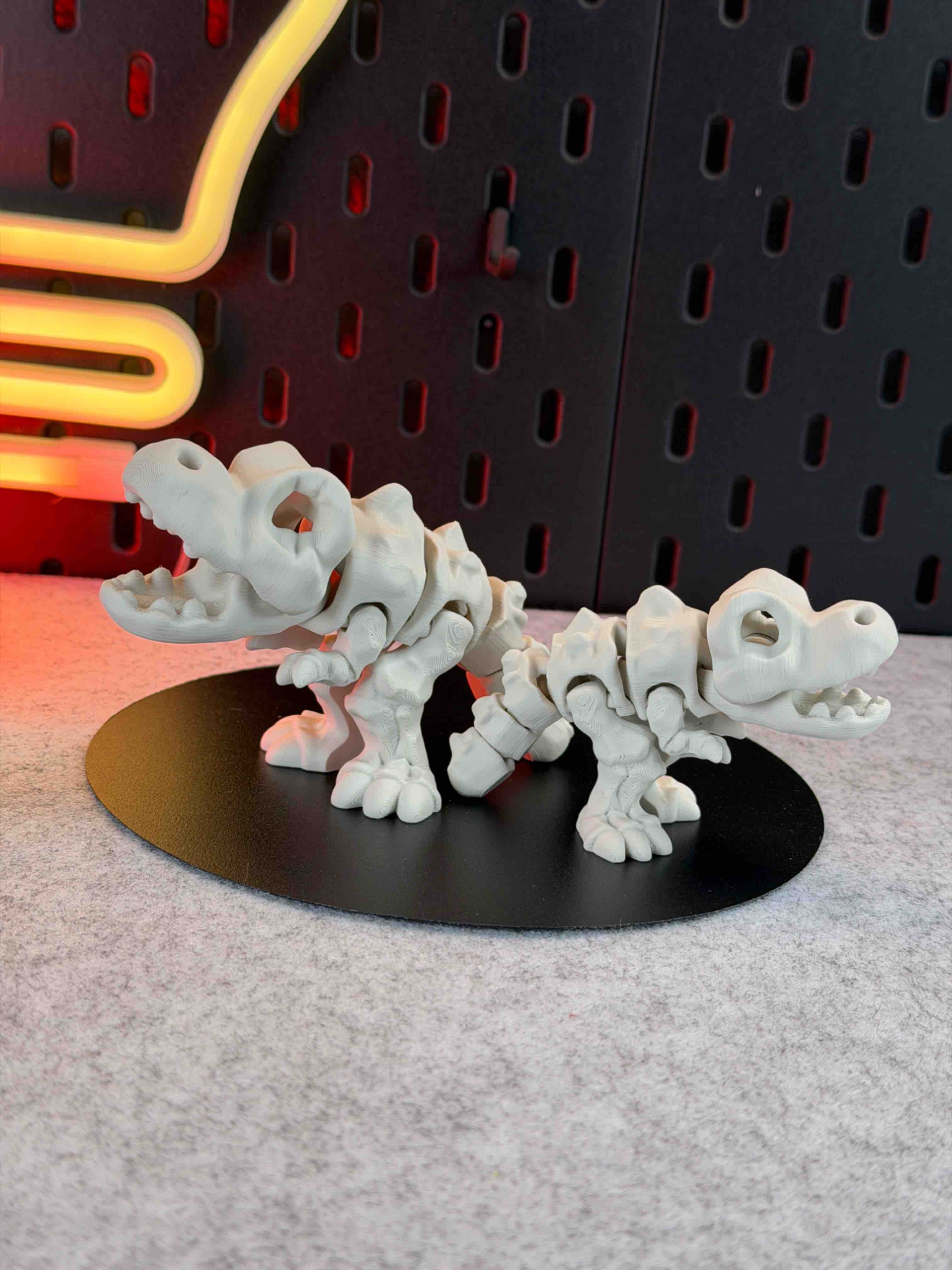 White 3d printed T REX articulated