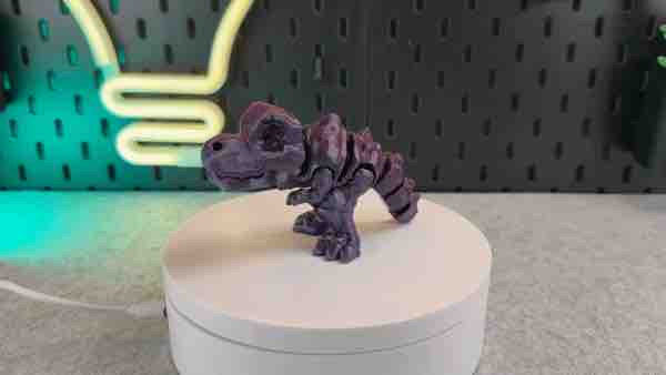 White 3d printed T REX articulated